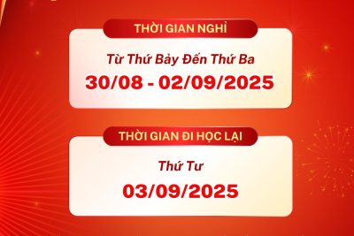 THÔNG BÁO NGHỈ LỄ QUỐC KHÁNH 2/9 – KỶ NIỆM 80 NĂM CÁCH MẠNG THÁNG 8 THÀNH CÔNG 1945 – 2025
