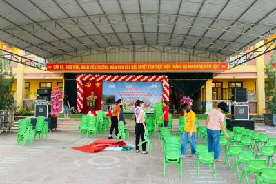 CÔNG TÁC CHUẨN BỊ CHO LỄ KHAI GIẢNG NĂM HỌC 2025–2026 CỦA TRƯỜNG MẦM NON HOÀ HẬU